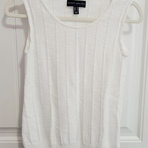 Susan Graver White Knit Sleeveless Lightweight‎ White Top Size XS